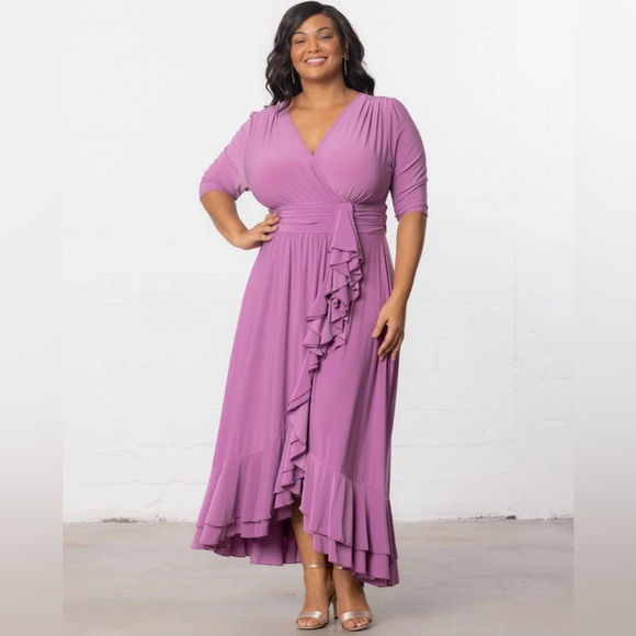 NWT Kiyonna Ruffle Veronica Elegant Purple Evening Gown Dress size 1x - Picture 3 of 10